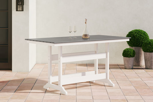 Transville - Rectangular Counter Table With Umbrella Option - Gray / White
