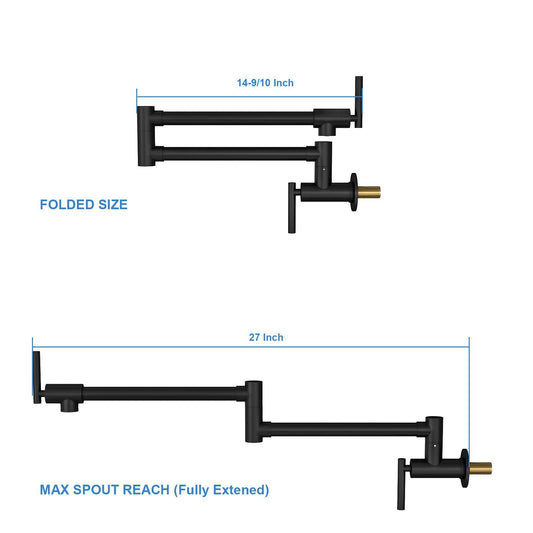 Modern Design Wall Mount Pot Filler Faucet Folding Stretchable