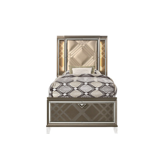 Skylar - Full Bed With LED & Storage - Champagne