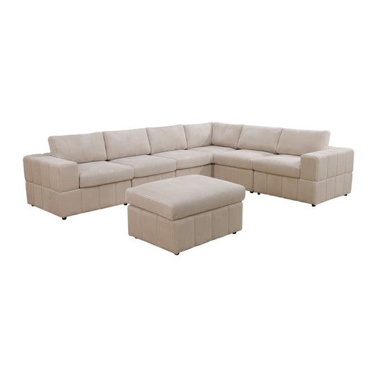 Oversized Modular Sectional Sofa, Reversible With Ottoman