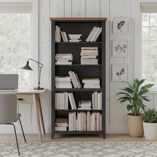 High 5 Shelf Bookcase - Black / Whiskey