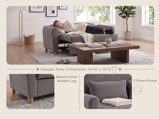 Justine - Convertible Sleeper Loveseat - Brown