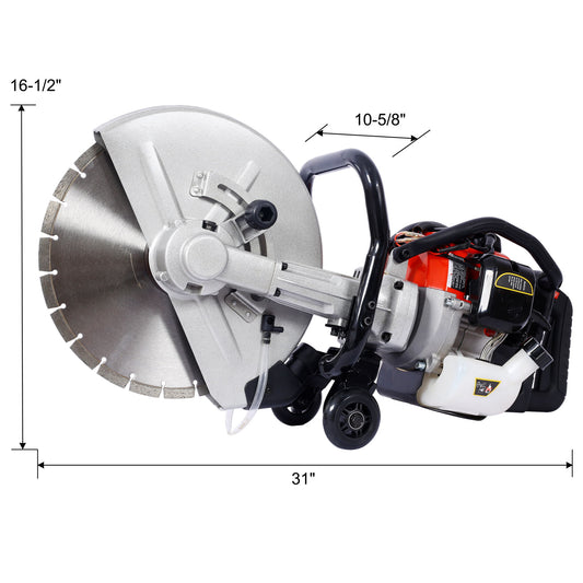 Industrial 52Cc 2 Stroke Gas Powered Concrete Cut Off Saw With Blade Steel - Red