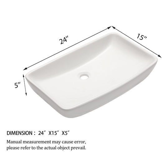 Rectangular Vessel Bathroom Sink - White