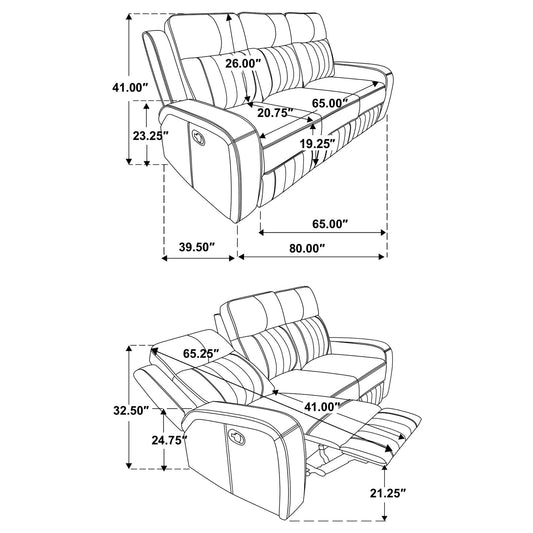 Forrest - Motion Reclining Sofa Comfort With Elegant Tufting And Wide Track Arms - Gray