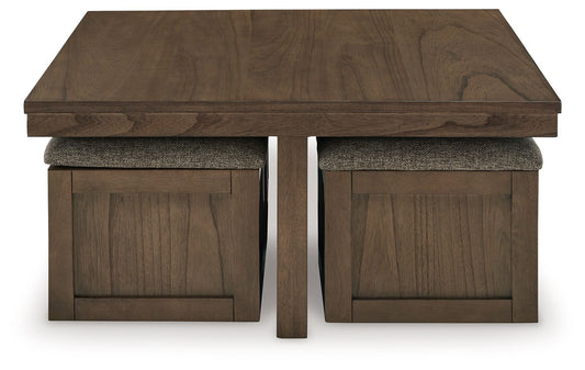 Boardernest - Cocktail Table With 4 Stools (Set of 5) - Brown
