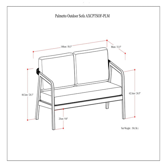 Palmetto - Outdoor Sofa - Silver