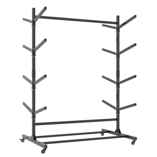 Freestanding Kayak Storage Rack With Lockable Wheels For Kayak, Canoe, Sup & Surfboard