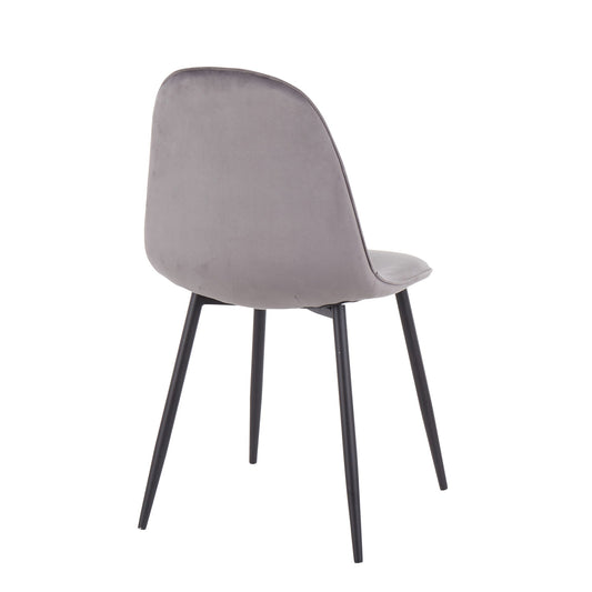 Pebble - Contemporary Chair (Set of 2) - Gray - Velvet
