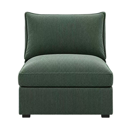 Armless Chair With Design For Living Room - Dark Green