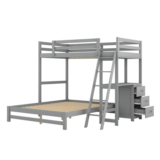 Bunk Bed With Built In Desk And 3 Drawers