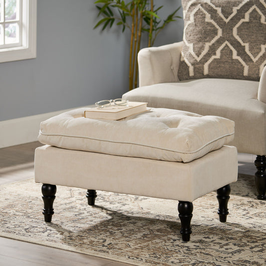 Lofton - Pillow Top Ottoman With Button Tufting - Cream