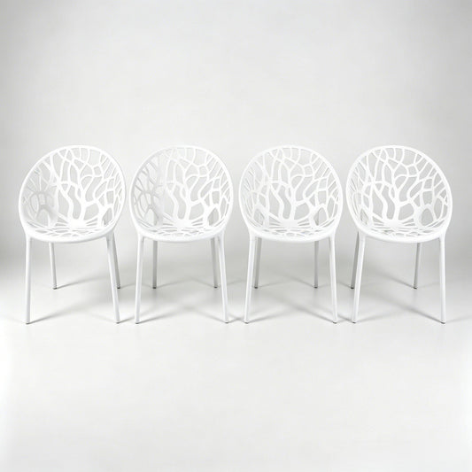 Dining Chair, Transparent Shell Design For Home (Set of 4) - White