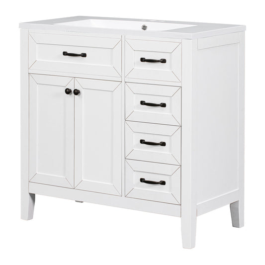 Modern Bathroom Vanity With Sink, Freestanding With Drawers And Doors