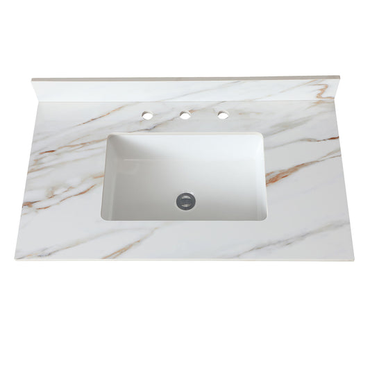 Vanity Top With Undermount Sink And Backsplash, Sintered Stone