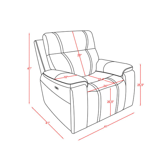 Gary - Power Recliner With Power Recline Motion, Pillow Top Arms, Hidden Cupholders - Black