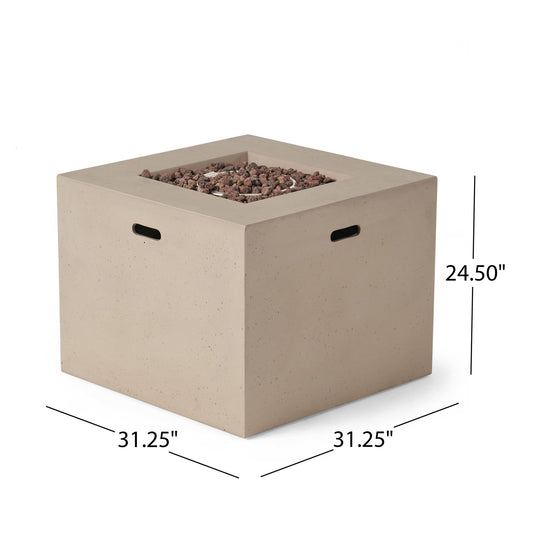 Outdoor Patio Square Gas Burning Concrete Fire Pit 40, 000 Btu