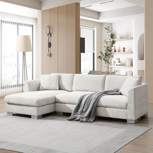 Modern Cloud Sectional Sofa L Shaped Luxury Couch Set With 2 Free Pillows 4 Seat With Oversized Chaise
