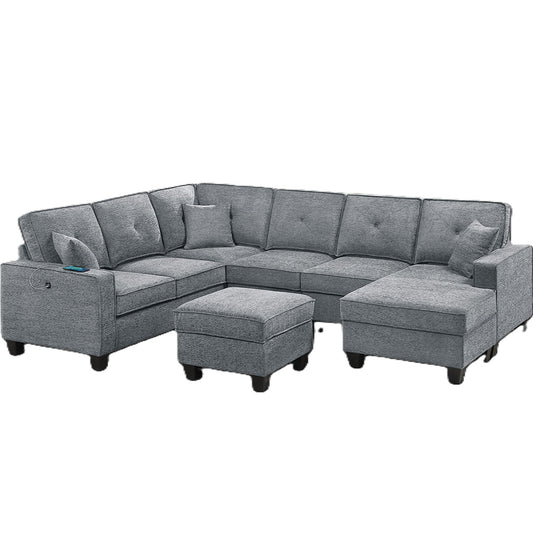 5 Piece Sectional Set With USB Port And Ottoman