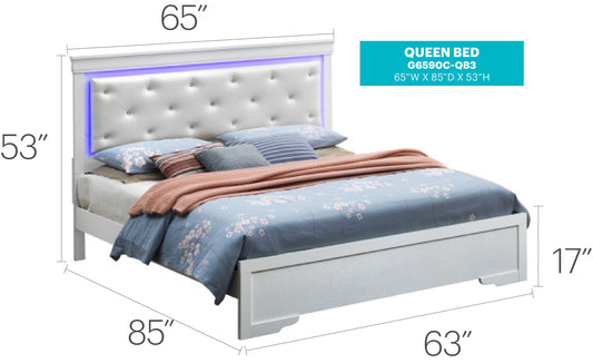 Elegant Queen Bed - Champagne