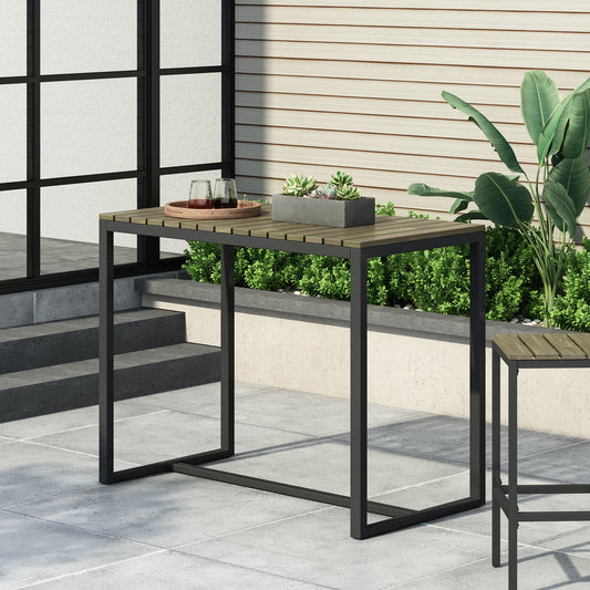 Ernesto - Outdoor Industrial Acacia Wood Bar Table With Metal Frame - Gray / Black