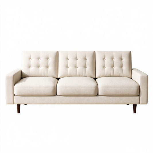 3 Seat Sofa Couch With Tufted Back Upholstered Couch For Living Room