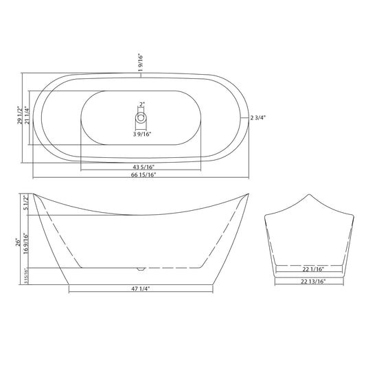 Glossy Freestanding Bathtub, Double Slipper Design, Deep Soaking Comfort