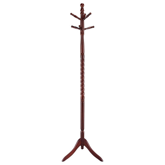 Coat Rack With Post Traditional Entryway Organizer With 6 Hooks - Brown