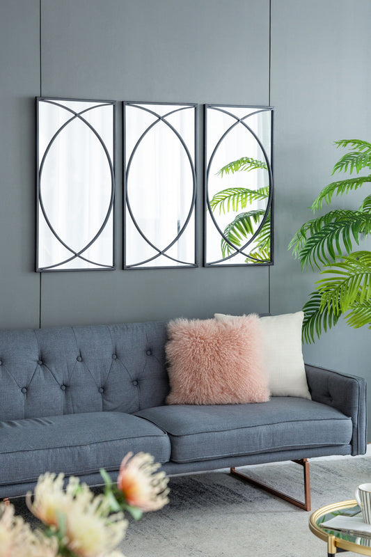 Rectangular Wall Mirrors With Frame, Home Decor For Living Room Bedroom Entryway - Black