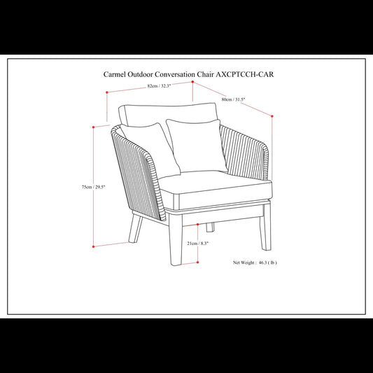 Carmel - Outdoor Conversation Chair - Gray