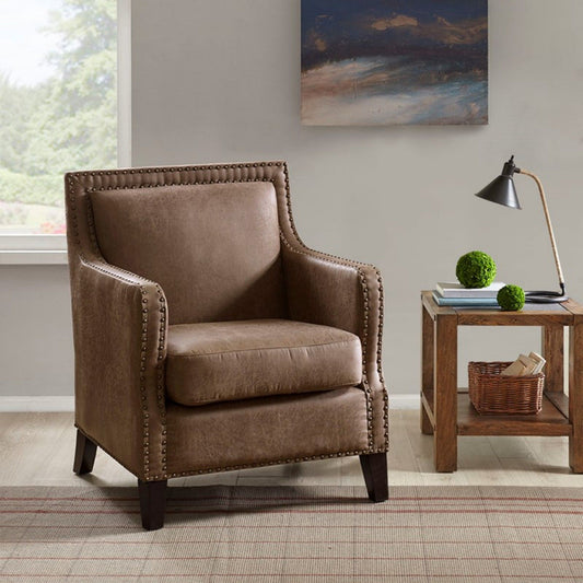 Shasta - Accent Chair With Nail Buttons - Brown