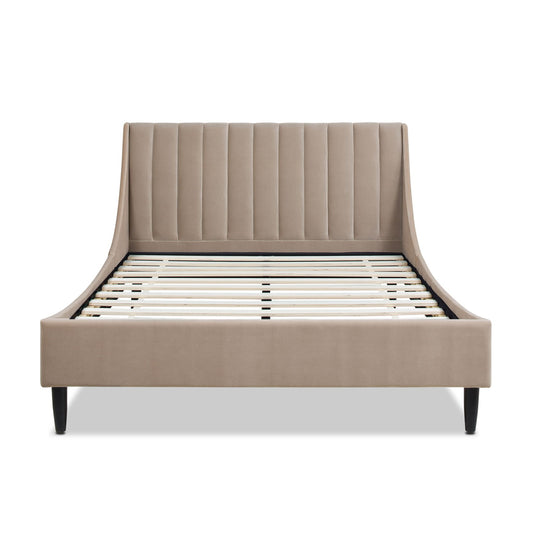Aspen - Queen Vertical Tufted Modern Headboard Platform Bed Set - Mink