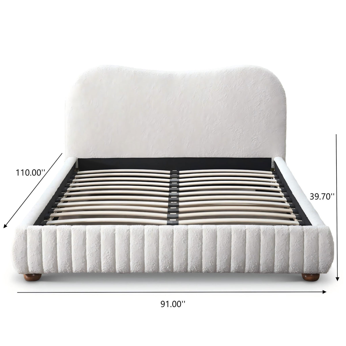 Norme - Queen Size Upholstered Low Profile Platform Bed - Cream