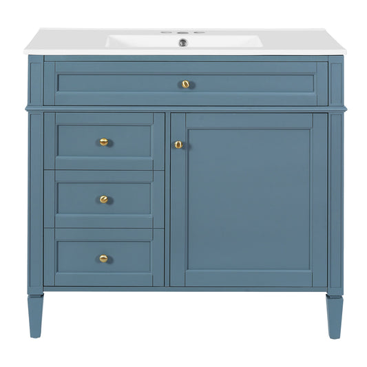 Bathroom Vanity With Top Sink, 2 Drawers And Tip Out Drawer