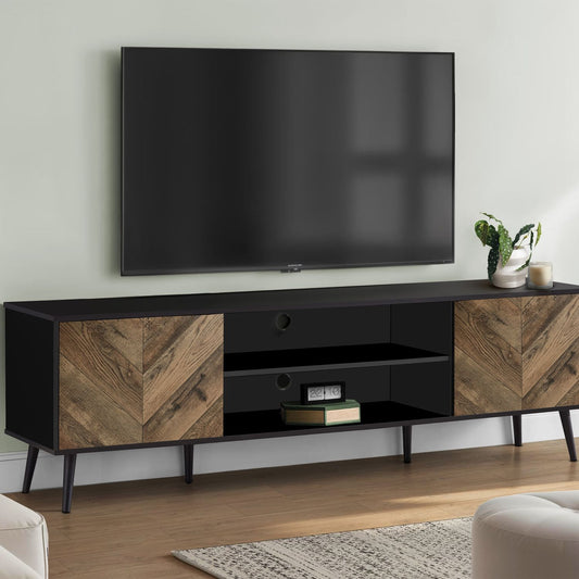 TV Stand, Console, Media Entertainment Center, Storage Cabinet, Modern Design - Black