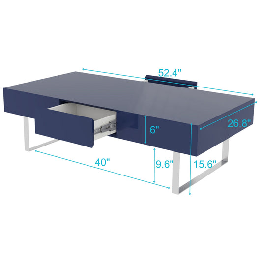 Rectangular Coffee Table With Hidden Storage - Blue