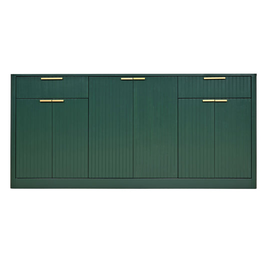 Large Fluted Buffet Sideboard, Wine Bar Storage Cabinet With 6 Doors & 2 Drawers