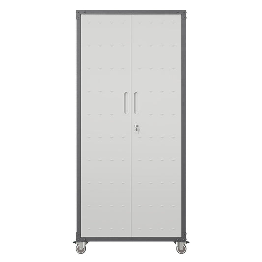 Metal Garage Storage Cabinet With Wheels Heavy Duty Tool Storage Cabinet - Black / Gray