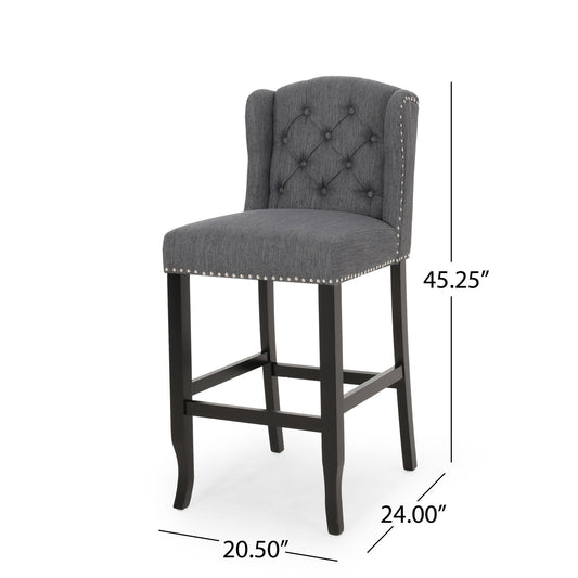 Vienna - Contemporary Fabric Tufted Wingback Counter Stools (Set of 2)