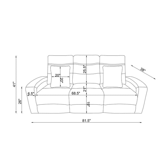Isolde - Power Reclining Sofa, LED Lighting - Gray