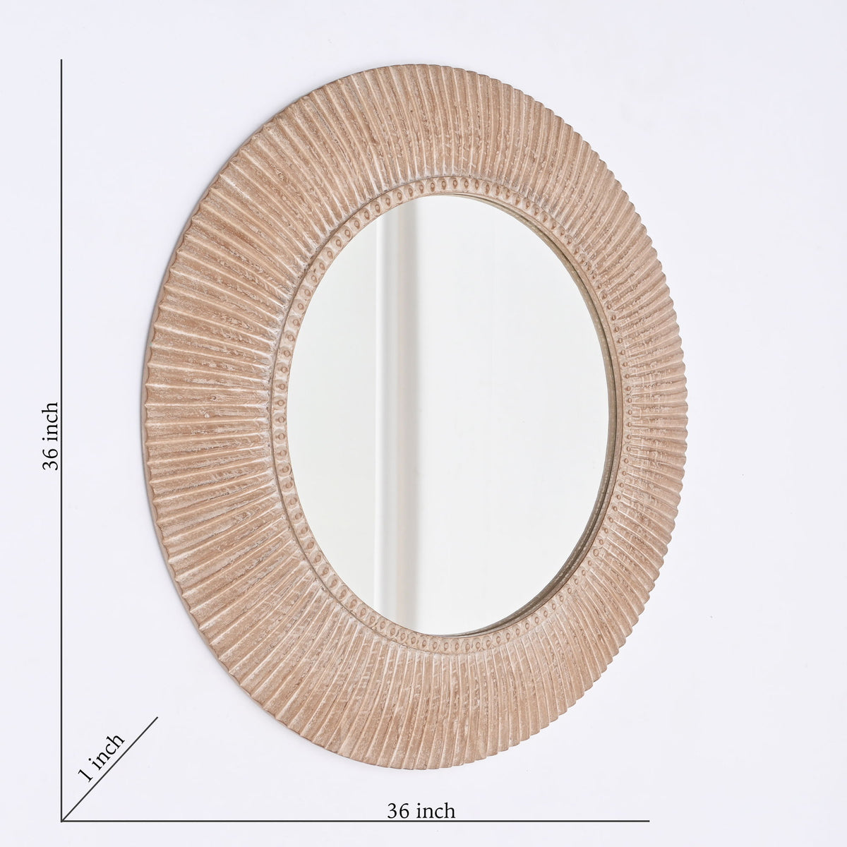 Handcarved Decorative Hanging Wall Mirror - Antique Brown / White
