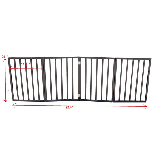 Pet Gate Dog Gate For Doorways, Stairs Or House Freestanding, Folding - Dark Brown