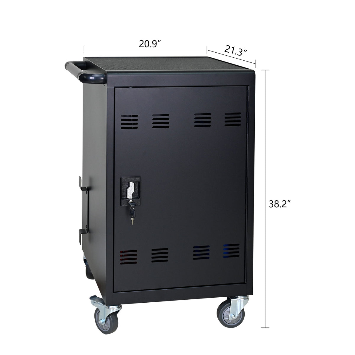 32 Bit Device Charging Trolley For Tablets And Laptops With Cable Management, Removable Doors - Matte Black
