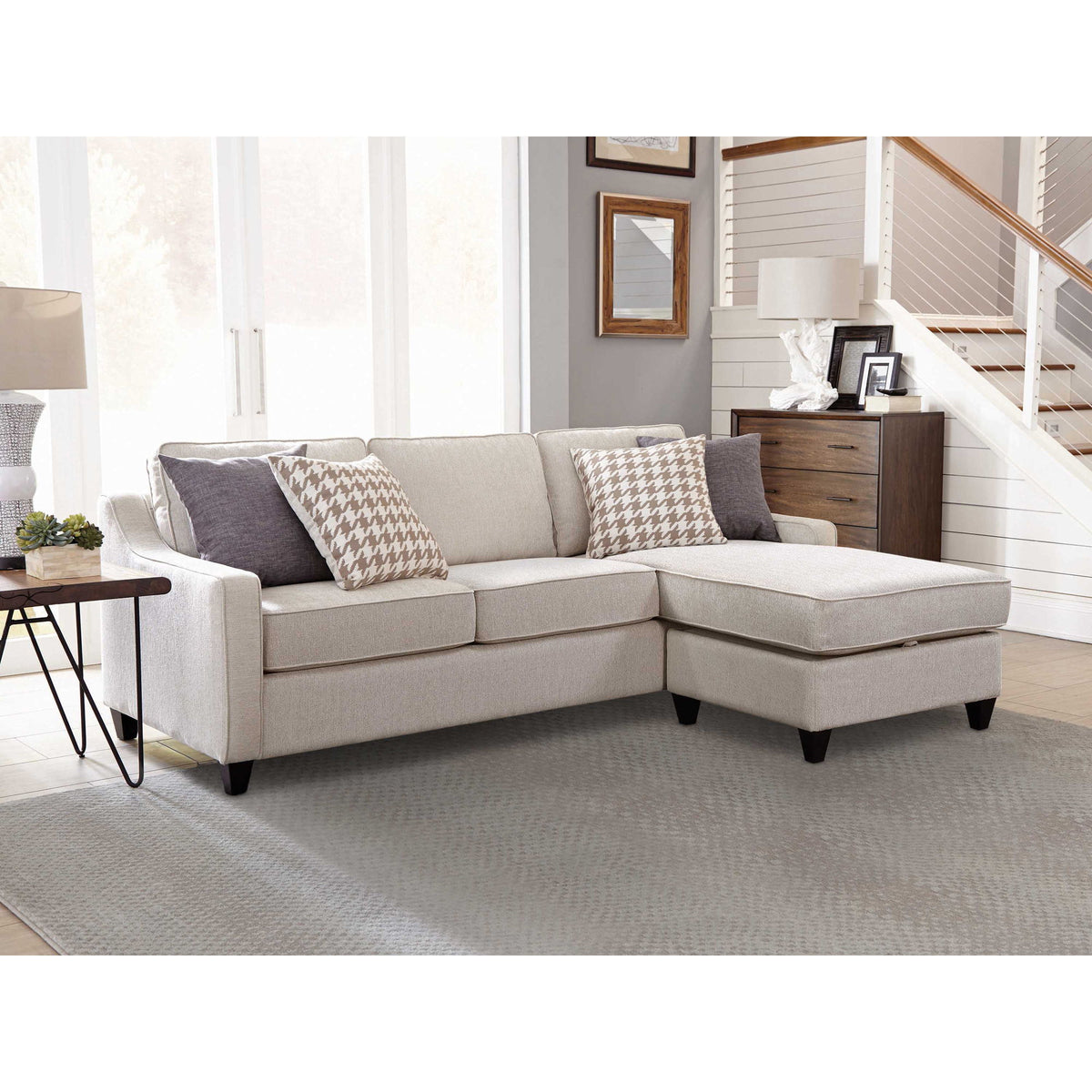 Isla - L-Shaped Sectional Sofa With Pillows - Beige