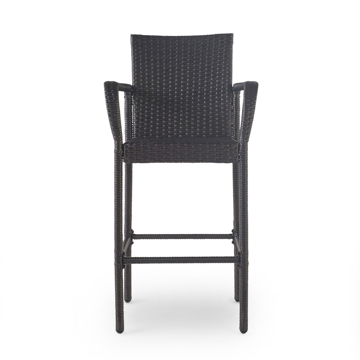 Outdoor Wicker Barstools With Rattan And Iron Frame