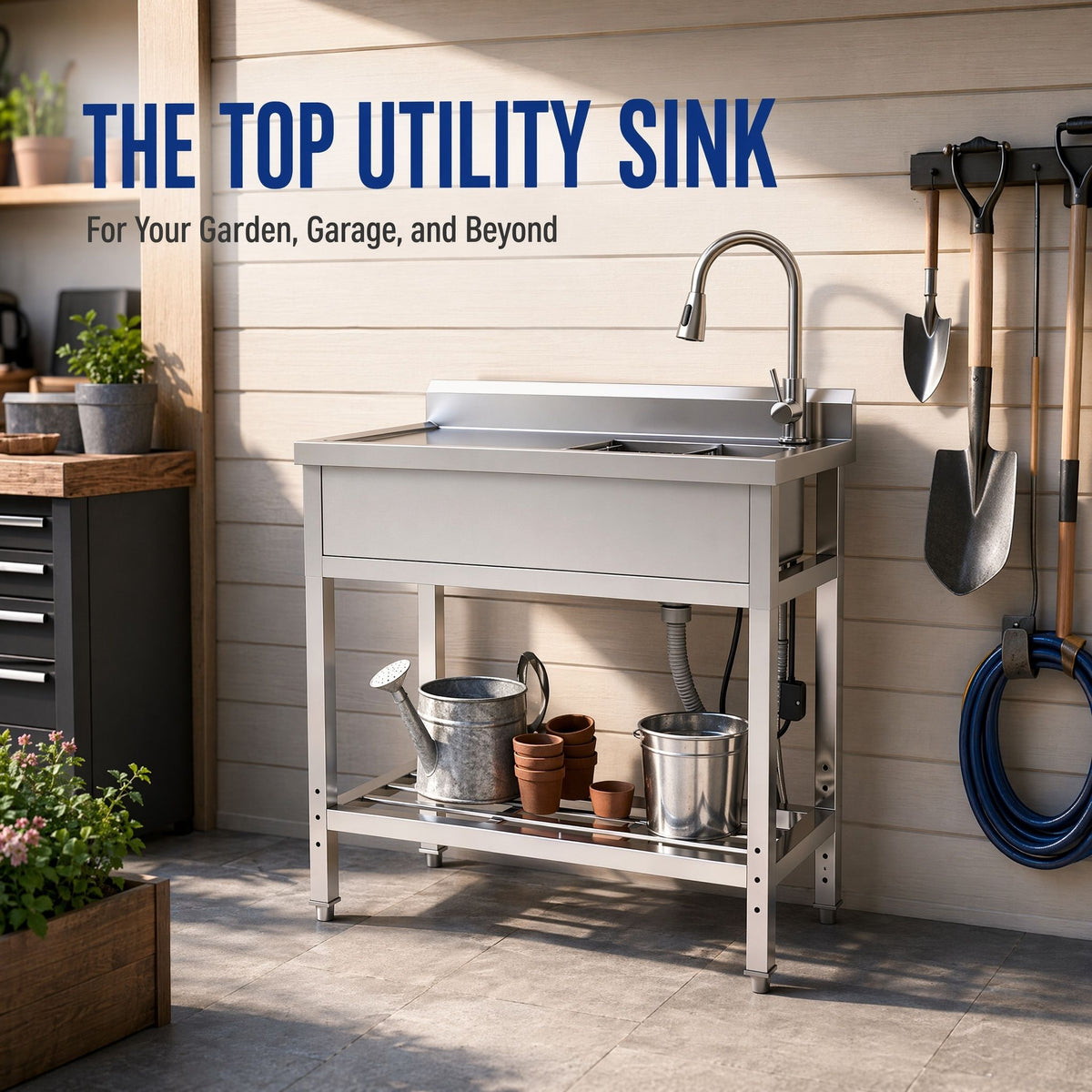 Freestanding Utility Sink - Silver