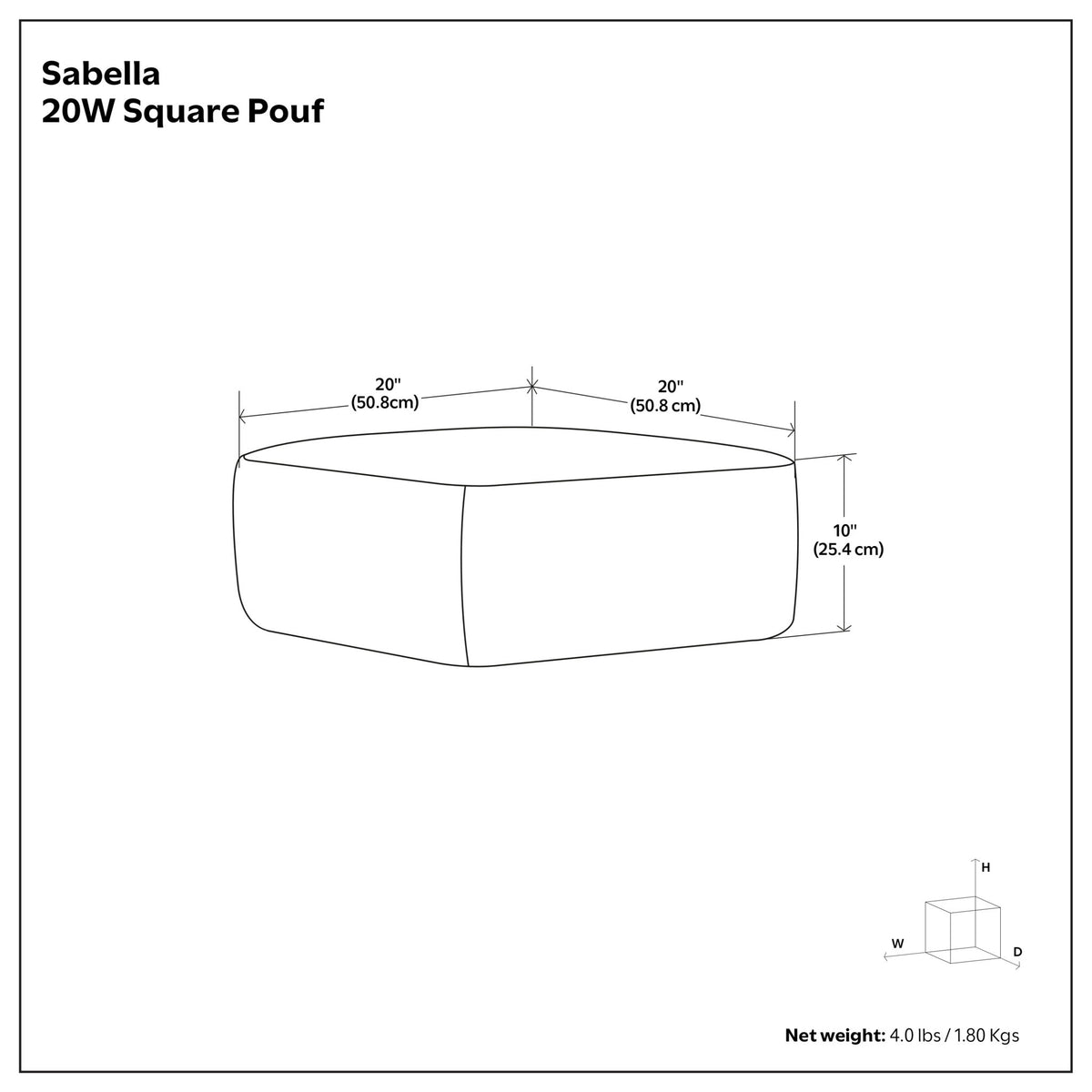 Sabella - Square Woven Outdoor / Indoor Pouf - Silver