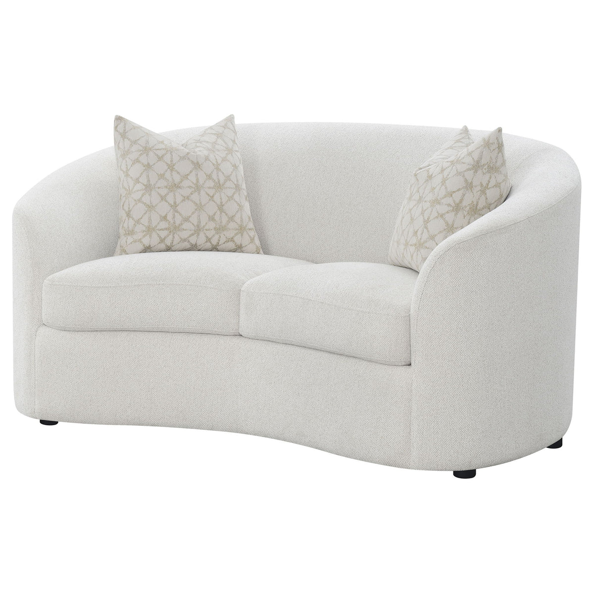 Rory - Sloped Arms Loveseat With Pillows - White