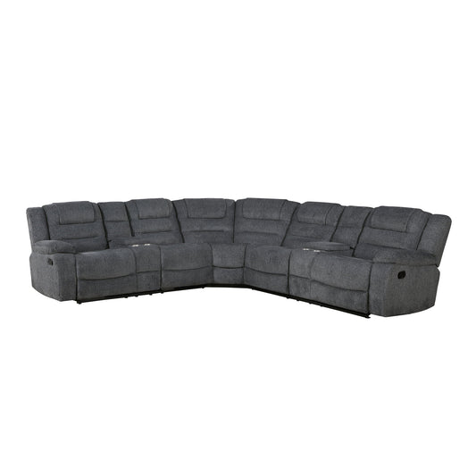 Redondo - 3 Piece Manual Sectional (2 Loveseats & Wedge) - Dark Gray