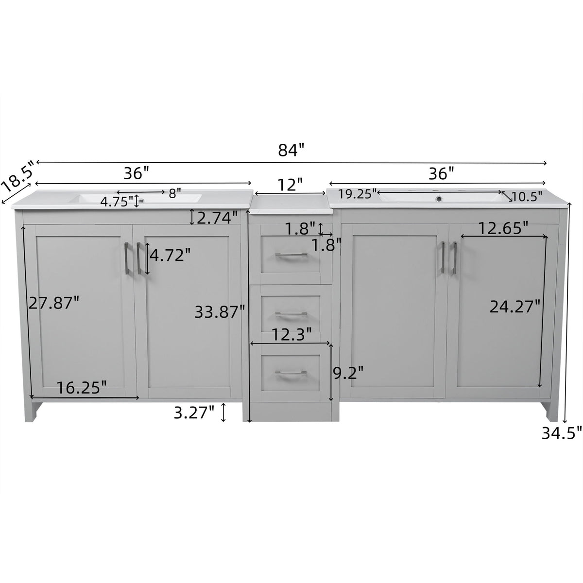 Double Sink Bathroom Vanity With Quartz Countertop